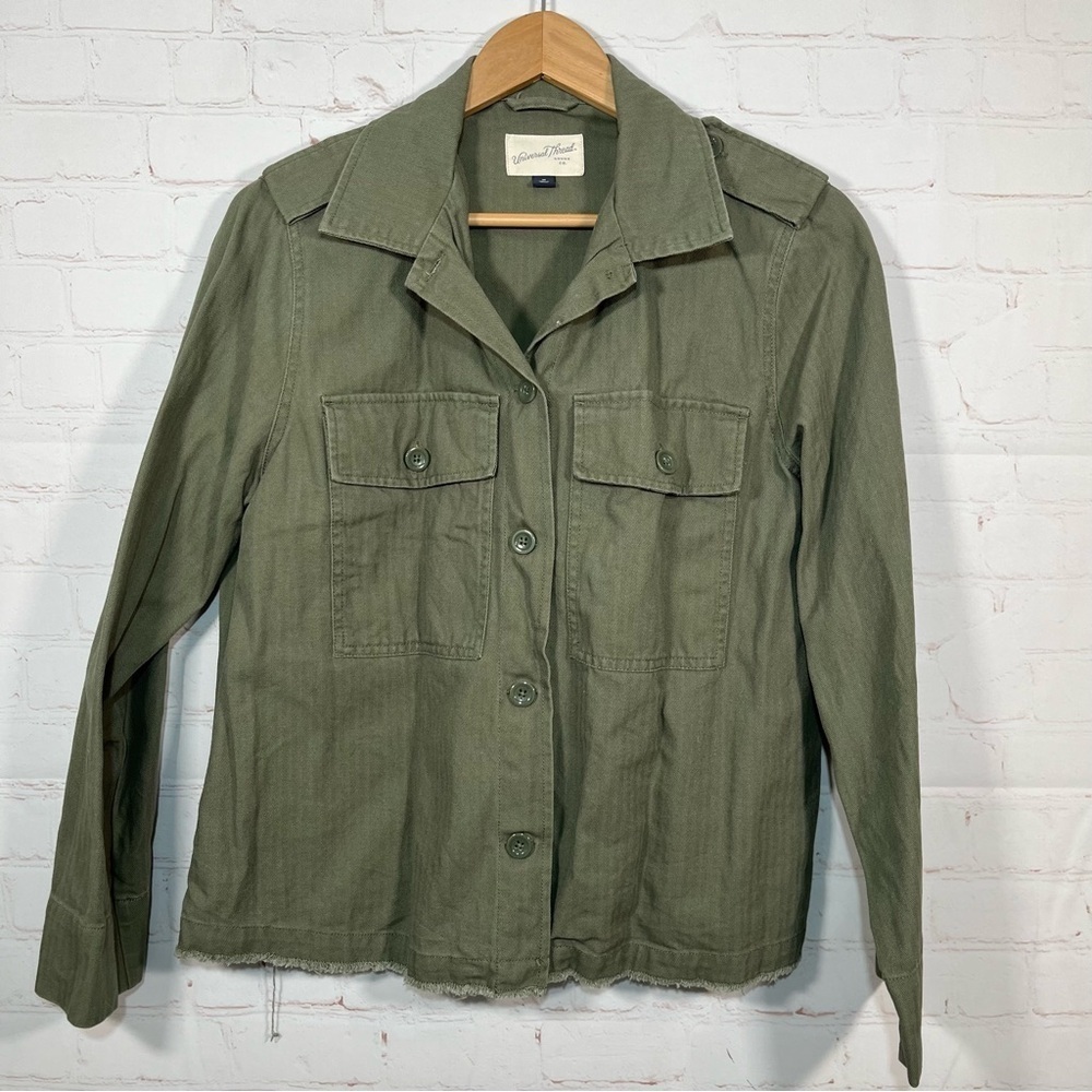 Universal Thread Womens Green Utility Jacket Button Up Lightweight Size Medium